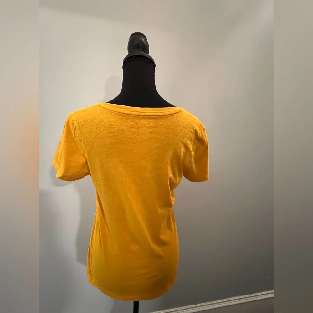 J. Crew Yellow V Neck Slub Cotton Tee - Picture 3 of 7